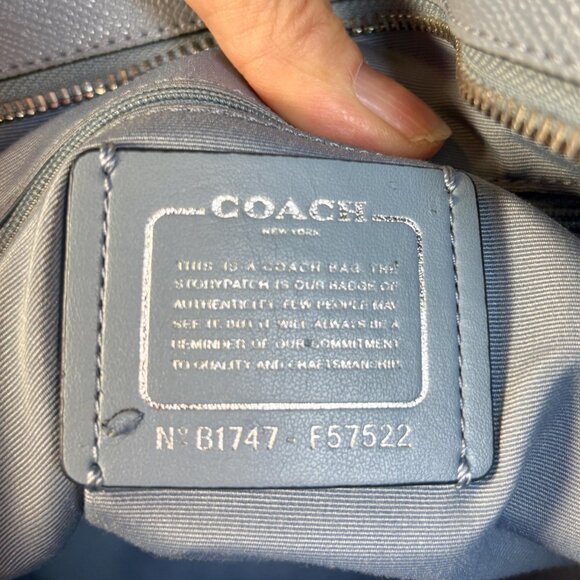 Coach City Zip Tote in Light Blue (Azure) with Scarf and Charm - Picture 10 of 10